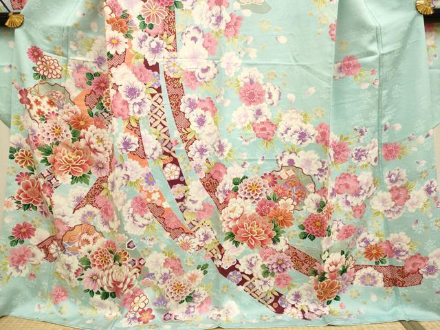 平和屋着物●豪華振袖・長襦袢セット 駒刺繍 束ね熨斗雪輪花文 金彩 半衿刺繍 正絹 逸品 DABA8898du