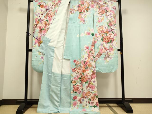 平和屋着物●豪華振袖・長襦袢セット 駒刺繍 束ね熨斗雪輪花文 金彩 半衿刺繍 正絹 逸品 DABA8898du