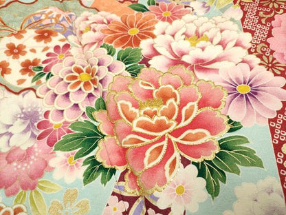 平和屋着物●豪華振袖・長襦袢セット 駒刺繍 束ね熨斗雪輪花文 金彩 半衿刺繍 正絹 逸品 DABA8898du
