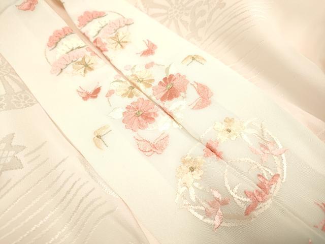 平和屋着物●豪華振袖・長襦袢セット 駒刺繍 束ね熨斗雪輪花文 金彩 半衿刺繍 正絹 逸品 DABA8898du
