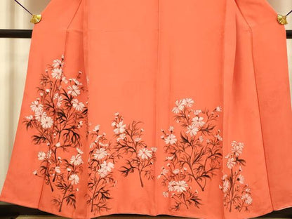 平和屋着物■上質な小紋 手描き 草花文 正絹 逸品 DABA8943du