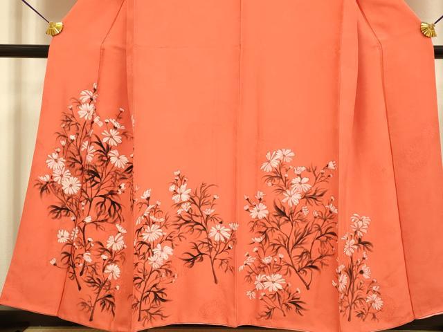 平和屋着物■上質な小紋 手描き 草花文 正絹 逸品 DABA8943du