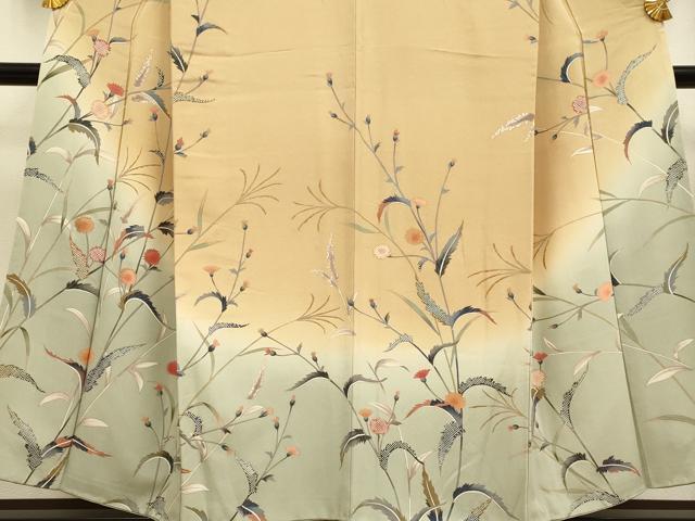 平和屋着物●訪問着 草花文 暈し染め 正絹 逸品 DABA8952du