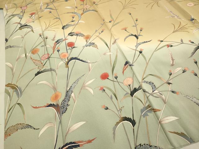 平和屋着物●訪問着 草花文 暈し染め 正絹 逸品 DABA8952du