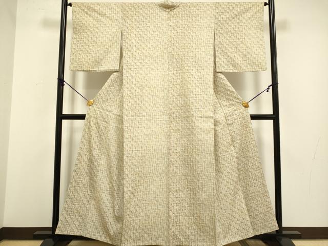 平和屋着物●上質な紬 絞り 変わり格子 正絹 逸品 DABA8953du