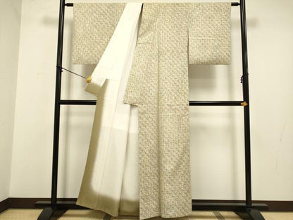 平和屋着物●上質な紬 絞り 変わり格子 正絹 逸品 DABA8953du