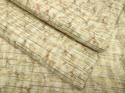 平和屋着物●上質な紬 絞り 変わり格子 正絹 逸品 DABA8953du