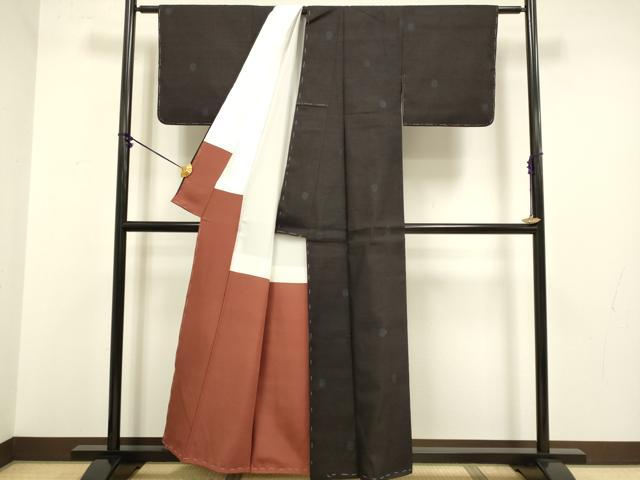 平和屋着物●結城紬 80亀甲 飛び亀甲柄 正絹 逸品 未使用 DABA8959du
