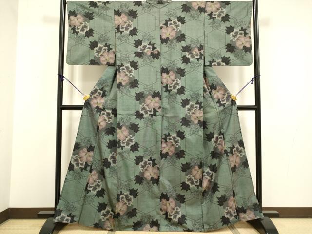 平和屋着物●本場大島紬 7マルキ 亀甲花文 正絹 逸品 DABA8960du