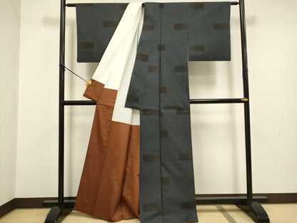 平和屋着物●本場大島紬 7マルキ 横段文 正絹 逸品 DABA8961du