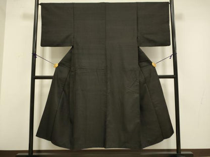平和屋着物●男性 紬 黒地 正絹 逸品 DABA8962du