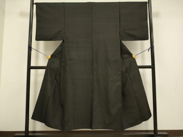 平和屋着物●男性 紬 黒地 正絹 逸品 DABA8962du