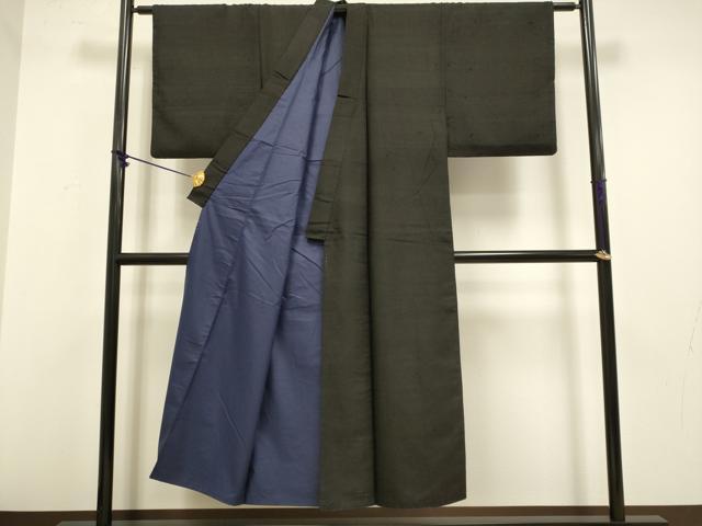 平和屋着物●男性 紬 黒地 正絹 逸品 DABA8962du