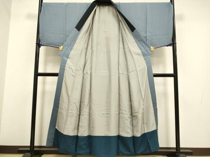 平和屋着物●男性 長襦袢 袷 キングサイズ 立波松文 暈し染め 金彩 正絹 逸品 DABA8972du