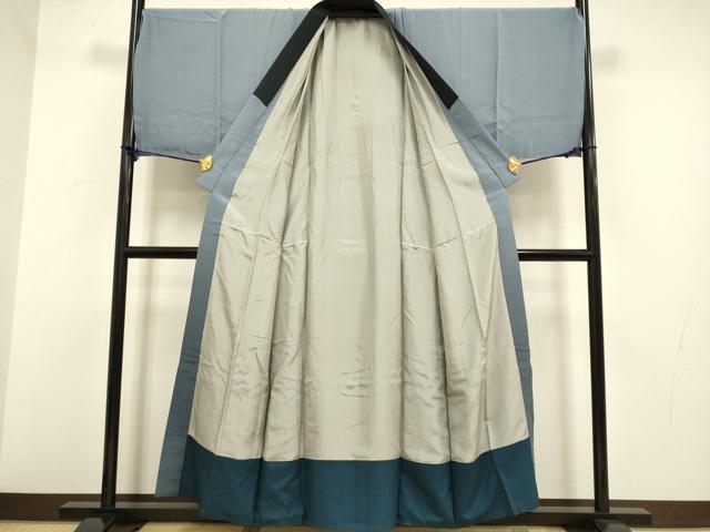 平和屋着物●男性 長襦袢 袷 キングサイズ 立波松文 暈し染め 金彩 正絹 逸品 DABA8972du