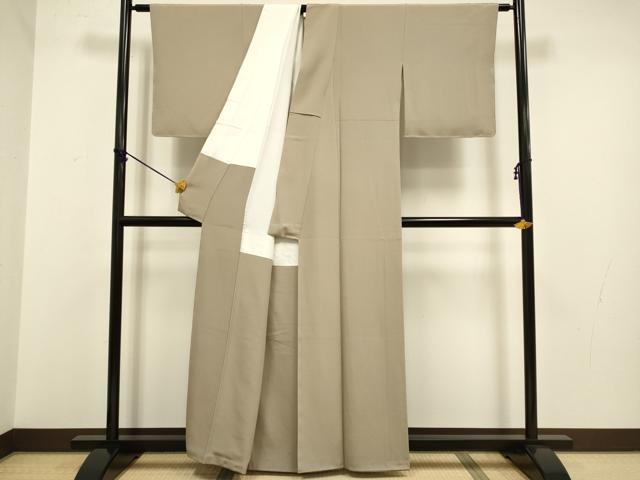 平和屋着物●本加賀友禅作家 上坊寺正良 色無地 白茶色 正絹 逸品 未使用 DABA8973du
