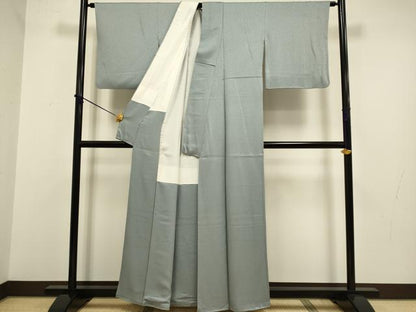 平和屋着物●上質な色無地 銀鼠色 正絹 逸品 DABA8974du