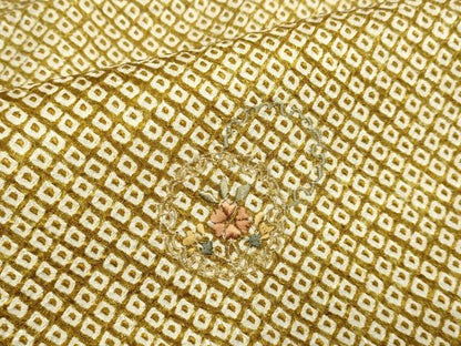 平和屋着物●訪問着 絞り 刺繍 雪輪重ね花文 暈し染め 金糸 正絹 逸品 DABA8976du