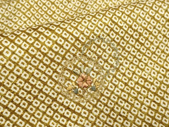 平和屋着物●訪問着 絞り 刺繍 雪輪重ね花文 暈し染め 金糸 正絹 逸品 DABA8976du