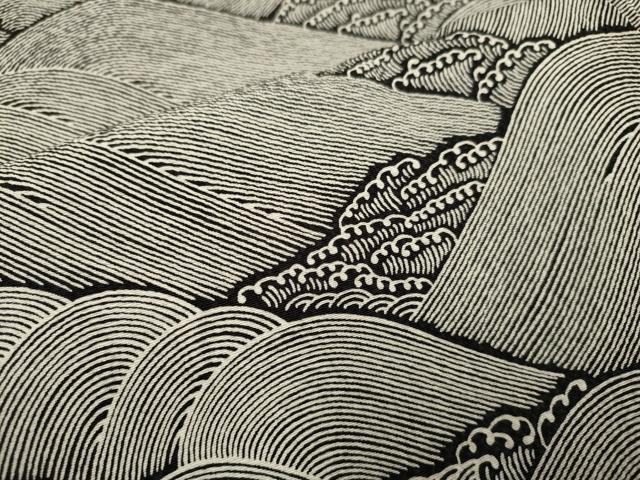 平和屋着物●上質な小紋 作家物 立波文 正絹 逸品 DABA8978du