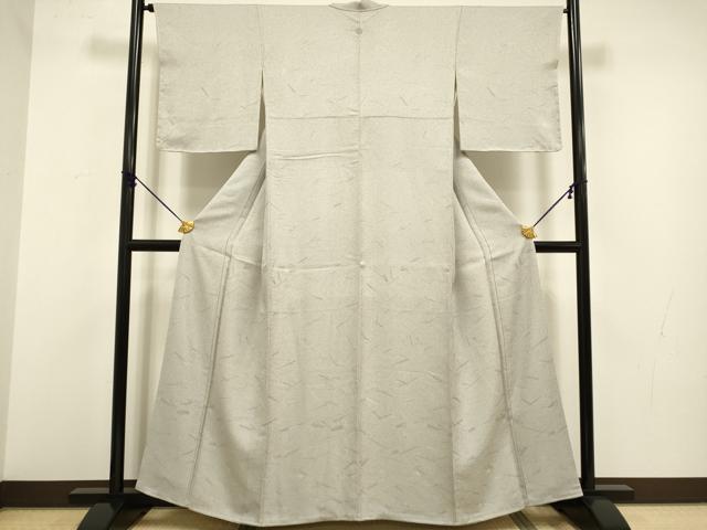 平和屋着物●上質な色無地　芝草地紋　素色　正絹　逸品　DABA8979du
