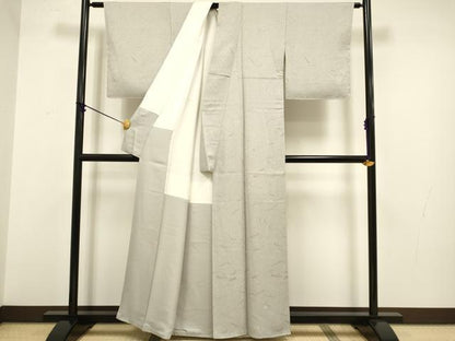 平和屋着物●上質な色無地　芝草地紋　素色　正絹　逸品　DABA8979du