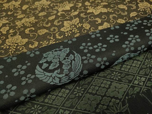 平和屋着物●上質なお召　天目織　横段吉祥花文　正絹　逸品　DABA8980du