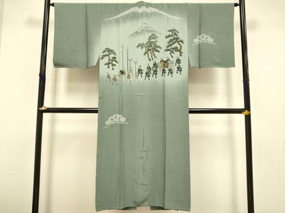 平和屋着物●男性 長襦袢 袷 絞り 大名行列 暈し染め 金彩 正絹 逸品 DABA8981du