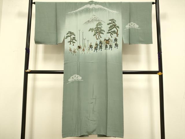 平和屋着物●男性 長襦袢 袷 絞り 大名行列 暈し染め 金彩 正絹 逸品 DABA8981du