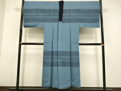 平和屋着物●男性　長襦袢　袷　キングサイズ　格子　正絹　逸品　DABA8982du