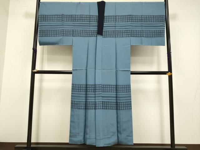 平和屋着物●男性　長襦袢　袷　キングサイズ　格子　正絹　逸品　DABA8982du