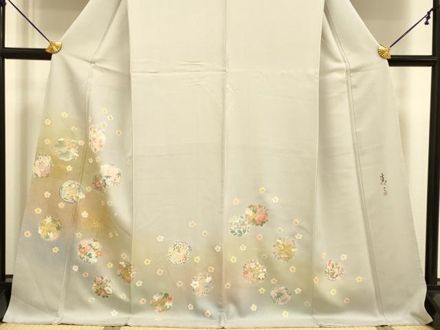 平和屋着物●京友禅の第一人者 松井青々 訪問着 花丸文 暈し染め 金彩 ロング丈 正絹 逸品 DABA8985du
