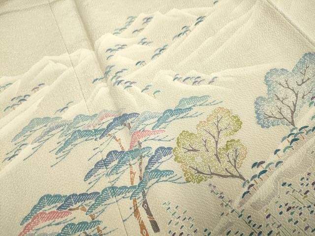 平和屋着物●名門・上野家 上野街子 清染居 訪問着 比良雪暮 暈し染め 鬼しぼ縮緬 正絹 逸品 未使用 DABA8986du