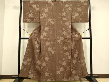 平和屋着物●上質な紬 花唐草文 正絹 逸品 DABA8988du