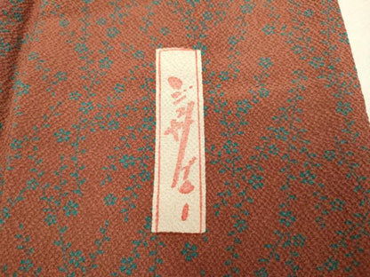 平和屋着物●世界的人形師 辻村寿三郎 ジュサブロー 小紋 草花文文 鬼しぼ縮緬 正絹 逸品 DABA8992du