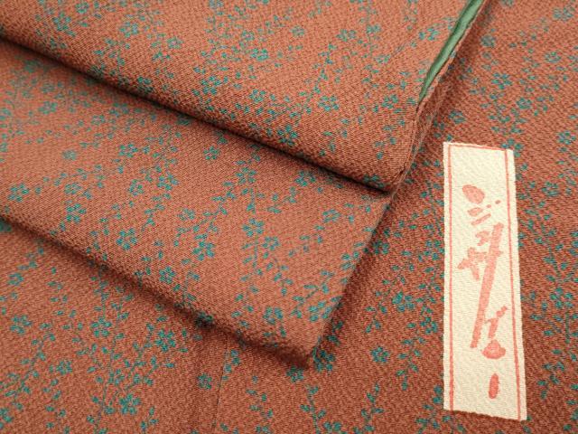 平和屋着物●世界的人形師 辻村寿三郎 ジュサブロー 小紋 草花文文 鬼しぼ縮緬 正絹 逸品 DABA8992du