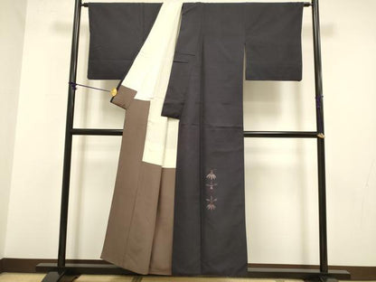 平和屋着物▼訪問着 総刺繍 草葉文 正絹 逸品 DABA8995du
