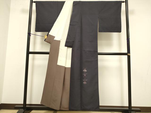 平和屋着物▼訪問着 総刺繍 草葉文 正絹 逸品 DABA8995du