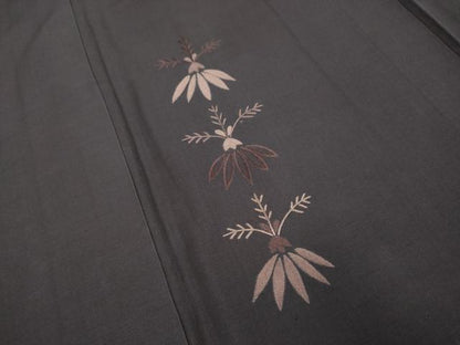 平和屋着物▼訪問着 総刺繍 草葉文 正絹 逸品 DABA8995du