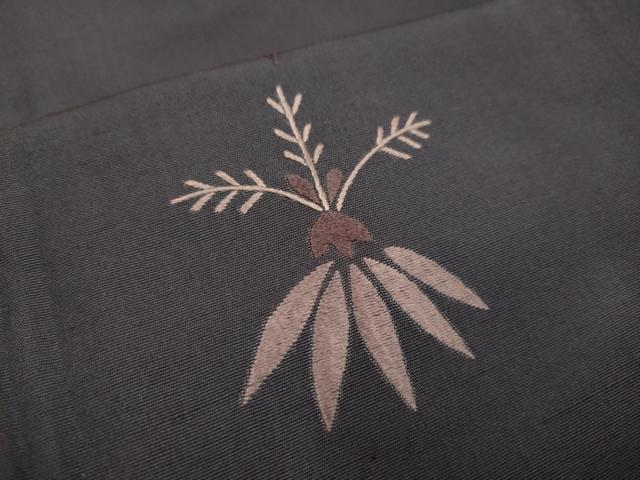 平和屋着物▼訪問着 総刺繍 草葉文 正絹 逸品 DABA8995du
