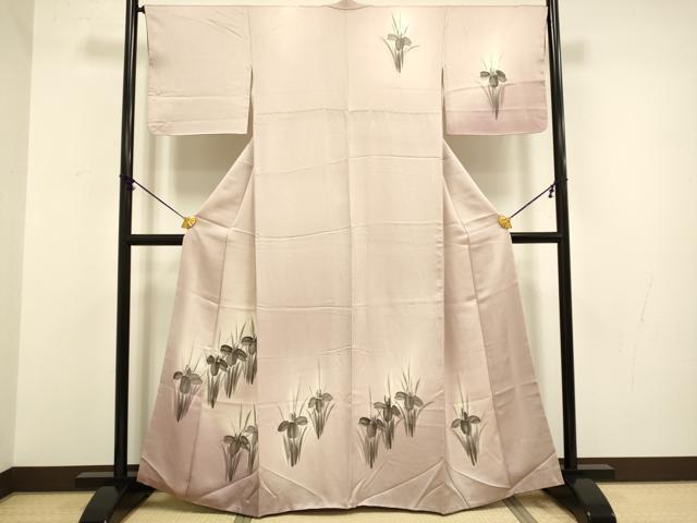 平和屋着物▼訪問着　手描き　杜若　暈し染め　正絹　逸品　DABA8996du