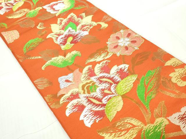 平和屋着物◎六通柄　本袋帯　更紗花文　金銀糸　正絹　逸品　DABA9006qa