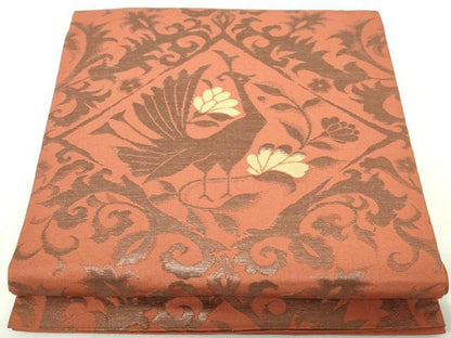 平和屋着物◎六通柄 本袋帯 花鳥菱文 金糸 正絹 逸品 DABA9013qa
