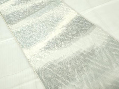 平和屋着物◎全通柄袋帯　霞文　銀糸　正絹　逸品　DABA9020qa