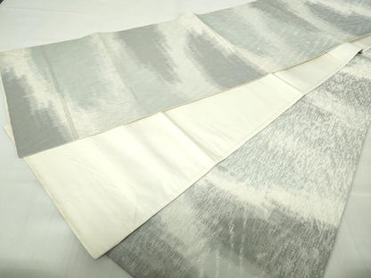 平和屋着物◎全通柄袋帯　霞文　銀糸　正絹　逸品　DABA9020qa