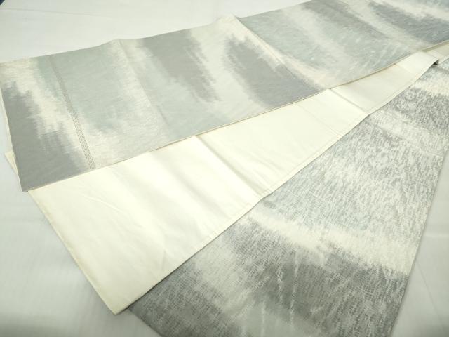 平和屋着物◎全通柄袋帯　霞文　銀糸　正絹　逸品　DABA9020qa