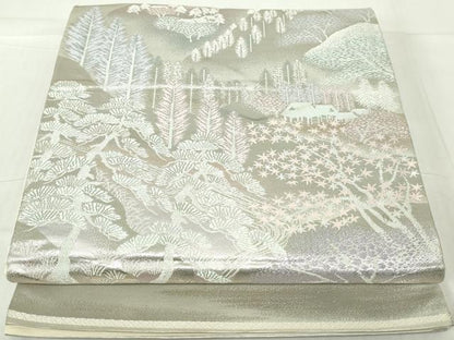 平和屋着物◎六通柄袋帯　唐織　西賀蔵の里　二重箔錦　銀糸　正絹　逸品　DABA9026qa