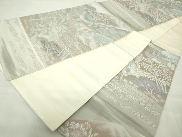 平和屋着物◎六通柄袋帯　唐織　西賀蔵の里　二重箔錦　銀糸　正絹　逸品　DABA9026qa