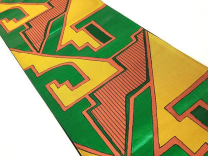 平和屋着物◎六通柄袋帯　幾何学文　金糸　正絹　逸品　DABA9029qa