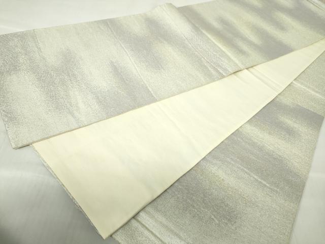 平和屋着物◎六通柄袋帯　霞文　銀糸　正絹　逸品　DABA9038qa